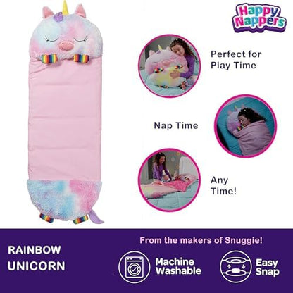 Happy Nappers 2-in-1 Pillow & Sleepy Sack Rainbow Unicorn 54x20 Medium