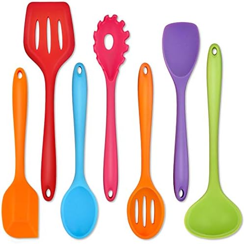 P&P CHEF Multicolor Kitchen Utensils, Silicone Cooking Utensil Set of 7