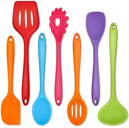 P&P CHEF Multicolor Kitchen Utensils, Silicone Cooking Utensil Set of 7