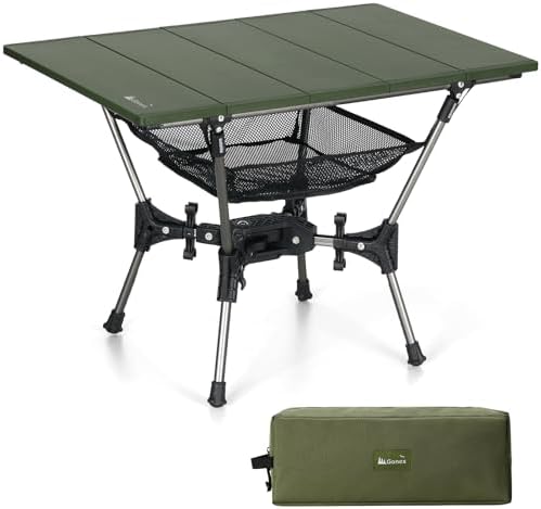 Gonex Foldable Camping Table, Portable Aluminum Roll Up Top Camp Side Table