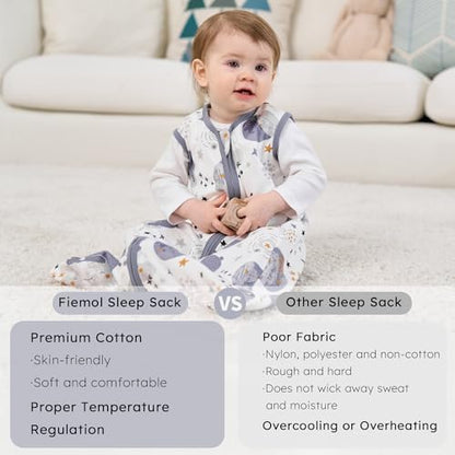 Baby Sleep Sack 6-12 Months 0.5 Tog Soft Sleeping Bag 100% Cotton