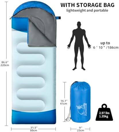 Sleeping Bags for Adults Kids - 3 Season Cold&Warm Weather Waterproof Camping Sleeping Bag - Lightweight Sleeping Bags for Camping Hiking Outdoor Travel