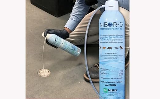 Nibor-D Insecticide Foam with IGR, Ready-to-Use for Fly and Cockroach Control, 360 Degree Application, Includes 17" Hose (1 Pack, 21 oz Can)