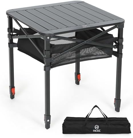 Nice C Aluminum Square Adjustable Height Camping Folding Table(20'' M Size)