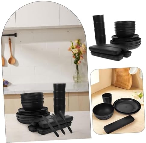 PP Utensil Set, Xmas Black Reusable 4 Sets Portable Camping Picnic