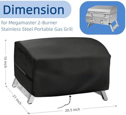 Mini Tabletop Gas Grill Cover for Megamaster 2-Burner Portable Gas Grill