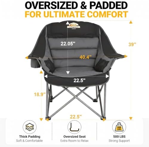 Colegence Oversized Camping Chair for Adults, Padded Lawn Chair 2 Pack