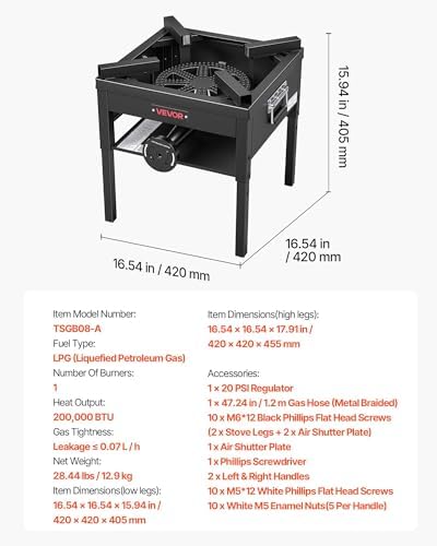 VEVOR Outdoor Propane Gas Stove, Propane LPG Gas Camping Stove,
