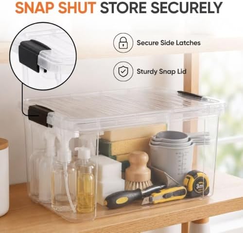 Superio 14.7 Quart Clear Plastic Storage Boxes with Lids, Stackable Organizer Containers, BPA-Free Storage Bins for Home, Office, School & Dorm, 10 Pack