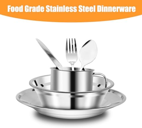29pcs Stainless Steel Camping Tableware Kit for 4