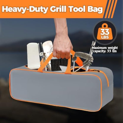 Grill Utensil Storage Bag for Outdoor Grilling, 24 x 8 x 8 in, Gray