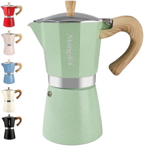 Mongdio Stovetop Espresso Maker Moka Pot, Cuban Coffee Maker Stove top coffee maker Moka Italian Espresso Greca Coffee Maker Brewer Percolator, 12 Espresso Cups, 20 oz - Green