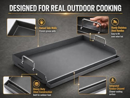 Hisencn 25"x16" Flat Top Griddle for Gas Grill and Stove, 4-5 Burner Grills