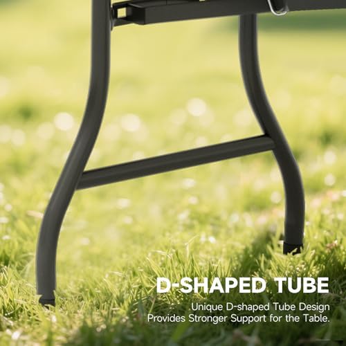 8ft Heavy Duty Folding Table - 660lb Capacity, Commercial Grade Steel Frame & Safety Lock. Portable for Indoor, Outdoor, Parties, Camping (2 Pack)