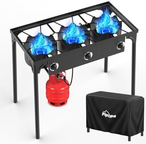 3 Burner Propane Camp Stove | 225,000 BTU | High Pressure Gas Burners