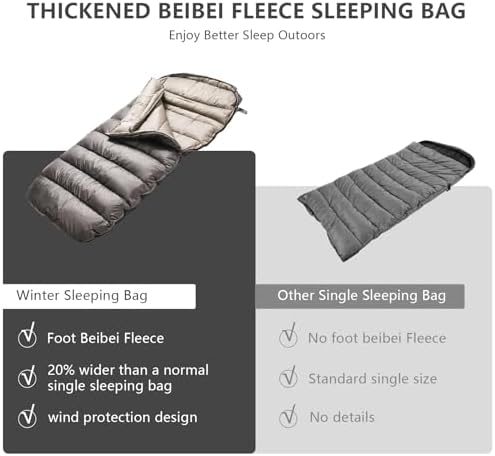 BISINNA 0 Degree Sleeping Bag XL for Adults Cold Weather Sleeping Bags Winter Big and Tall Large Sleeping Bags Zero Degree Camping
