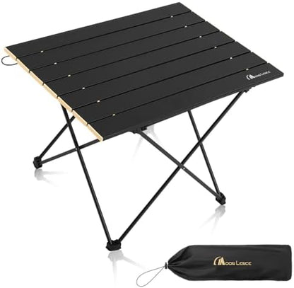 MOON LENCE Ultralight Folding Camping Table, Compact, Portable with Carry Bag, for Outdoor Cooking, Picnic, Camp, Boat, Travel (Black, Gold Side - M)