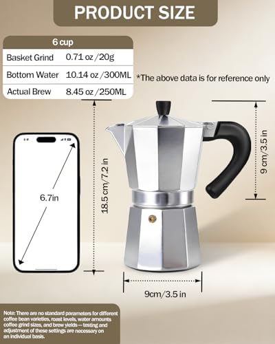 Coffee Maker Stovetop Espresso Maker 9 Cup Aluminum Moka Pot Percolator 15oz 450ml Easy Brewing for Electric Ceramic Stoves Home Camping Italian Cuban Café Classic Silver