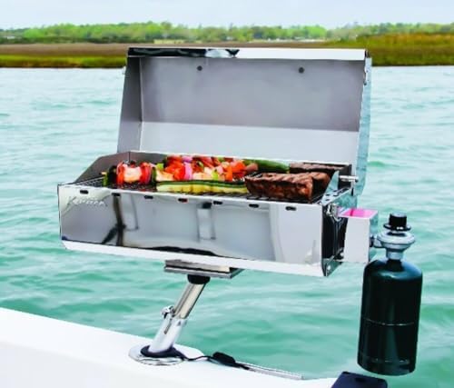 Kuuma Stow and Go Propane Tabletop and Mountable Grill - Stainless Steel Gas Grill with Foldable Legs | Great for Camping, Boating, Picnics, Barbeques & More |13,000 BTUs - (58130)