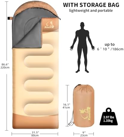 Sleeping Bags for Adults Kids - 3 Season Cold&Warm Weather Waterproof Camping Sleeping Bag - Lightweight Sleeping Bags for Camping Hiking Outdoor Travel