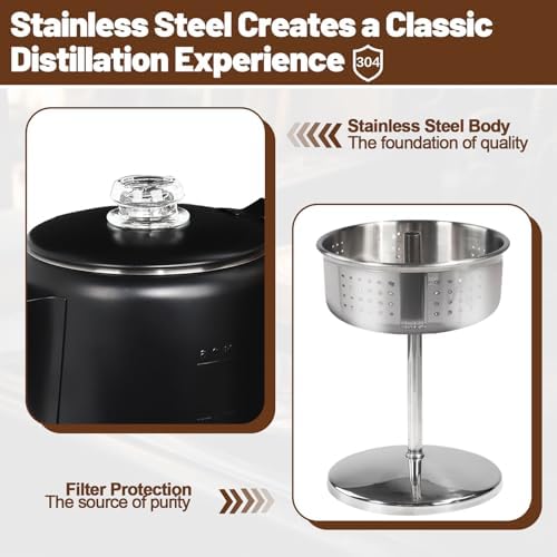 6 Cup Percolator 304 Stainless Steel Coffee Pot Coffee Maker Coffee Machine with Solid Wood Handle Transparent Knob Stovetop Greca Mocha for Induction Home and Camping 1000ml 33.8oz Black
