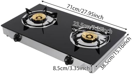 Propane Gas Cooktop, 2 Burners Portable Gas Outdoor Stove Tempered Glass Double Auto Ignition, Outdoor/Indoor Camping Burner LPG for Backyard Kitchen, Grill, Hiking Cooking, Outdoor (Style A)