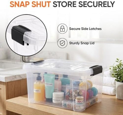 Superio 6.6 Quart Clear Plastic Storage Boxes with Lids, Stackable Organizer Containers, BPA-Free Storage Bins for Home, Office, School & Dorm, 2 Pack