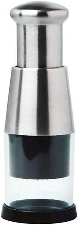 Stainless Steel Garlic Press Mincer with Comfortable Grip, Built-in Spring, 6.3 Inch Height, Clear Collection Cup