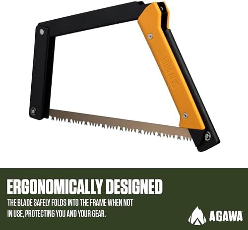 AGAWA - BOREAL15-15 Inch Folding Saw with All-Purpose Saw Blade - Camping Gear For Hiking, Fishing, Hunting, Bushcraft & Survival Kit (Black Frame/Yellow Handle)