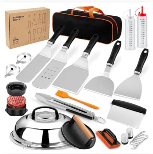 BBQ Tool Set, Stainless Steel Grill Accessories with Carrying Case, Outdoor Cooking Utensils for Camping, Tailgating, Backyard BBQ(8PCS)