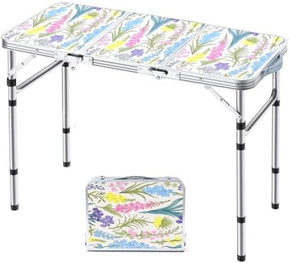 Yriuat Folding Camping Table 3ft Portable Picnic Table, Blooming Floral