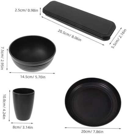 Black Reusable PP Dinnerware Set Xmas for Picnic Camping 4 Sets