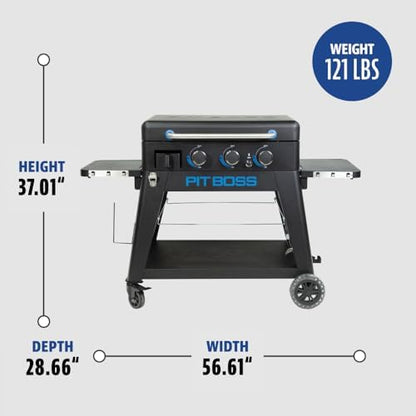 Pit Boss 3-Burner Propane Gas Non-Stick Ceramic Coated Rust-Resistant Portable Lift-Off and Stationary Griddle Grill with Hard Cover, 536-Sq. In. (29" L x 18" W) Cooking Space, 36,000 BTU, Black
