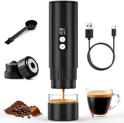 Electactic Portable Coffee Maker with Self-Heating, Camping Coffee Maker for Travel with 9000mAh Battery, Travel Coffee Maker for Ground Coffee & Nespresso Pods, Ideal for Gym/Camp/Travel/Office