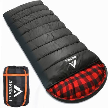 LONDTREN Large 0 Degree Sleeping Bags for Adults Cold Weather Sleeping Bag Camping Winter Below Zero 20 15 Flannel Big and Tall XXL