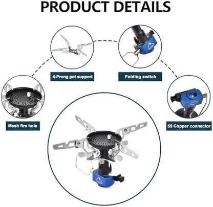 Widesea Backpacking Stove 3300W Camping Stove Portable Gas Burner with Iginitor Mini Ultralight Hiking Gear Outdoor Equipment