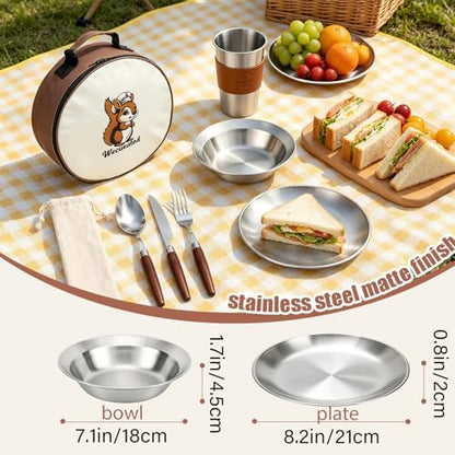 Camping Mess Kit, Stainless Steel Stylish Set