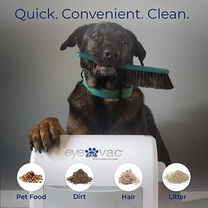 EyeVac Pet Touchless Vacuum Automatic Dustpan - Ultra Fast & Powerful - Great for Sweeping Cat Dog Pet Hair Food Dirt Kitchen, Corded Canister Vacuum, Bagless, Automatic Sensors, 1400 Watt (White)