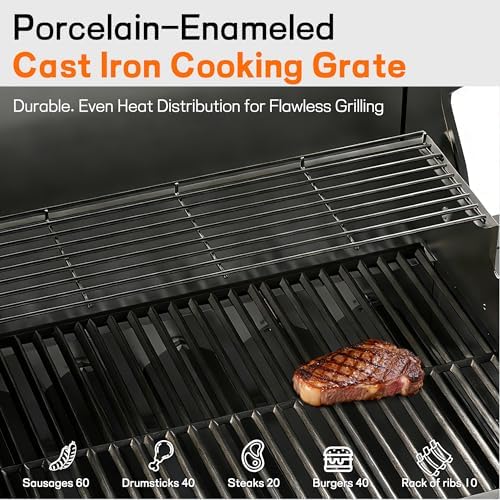 Veralune 68000 BTU 5-Burner Grill with Side Burner & Steel Grates