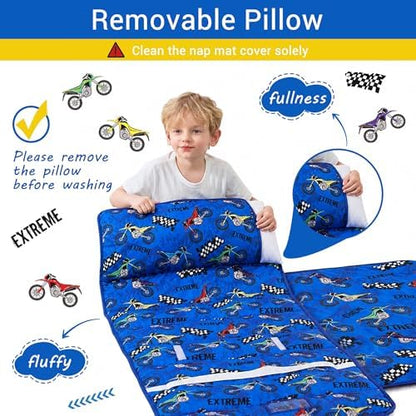 Lasoftan Toddler Nap Mat with Pillow and Blanket, Extra Large Rolled Napping Mats,Slumber Bags for Boys Girls,Kids Sleeping Bag for Daycare, Preschool Travel Camping