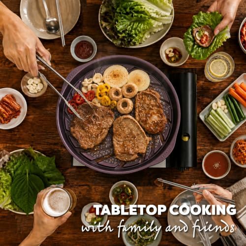 TECHEF - Stovetop Korean BBQ Non-Stick Grill Pan with Agni Portable Gas Stove Burner, Made in Korea (Essential KBBQ Set)