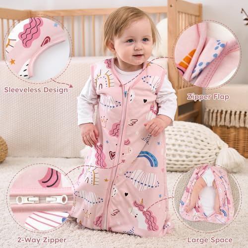 Yoofoss Baby Sleep Sack 6-12 Month 1.5TOG 100% Organic Cotton 2-Way Zipper