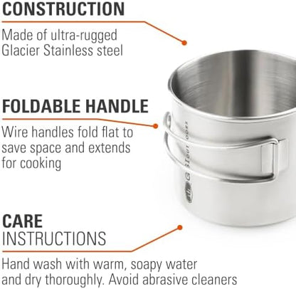 GSI Outdoors Glacier Stainless Bottle Cup, Large, 24 fl oz, Camp Cup