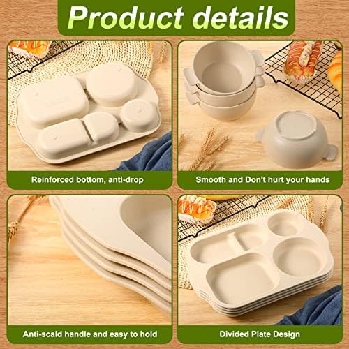 Honoson 24pcs Wheat Straw Dinnerware, Unbreakable, Beige