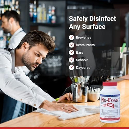 Nu-Foam Sanitizing Tablets for Bar Glassware – Superior Rinse Aid - Hand Washing Bar, Tavern, Brewery Supplies - Spotless Serving Glasses -2 Pack 200 Tablets - Makes 1,200 Quarts Sanitizing Solution