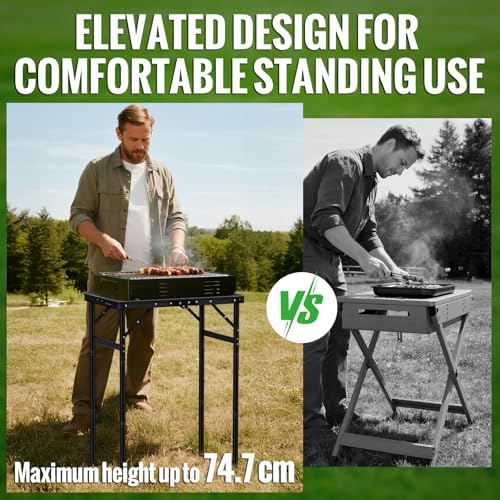 GARLLEN 2ft Camping Table 23.6" L x 15.7" W, 3 Adjustable Height Max 29.41"