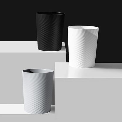 UUJOLY Plastic Small Trash Can Wastebasket, Garbage Container Basket for Bathrooms, Laundry Room, Kitchens, Offices, Kids Rooms, Dorms, 1.8 Gallon, Black, 3 Pack