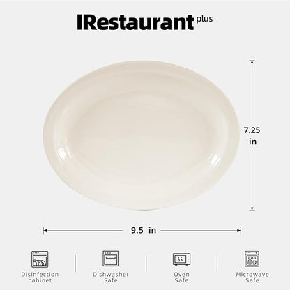 Stoneware Narrow Rim Commercial Grade Dinnerware, America White, Oval Platter 9.5" x 7.25", Cae of 24