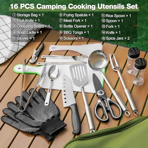 Portable 16 PCs Camping Utensil Set, CT606
