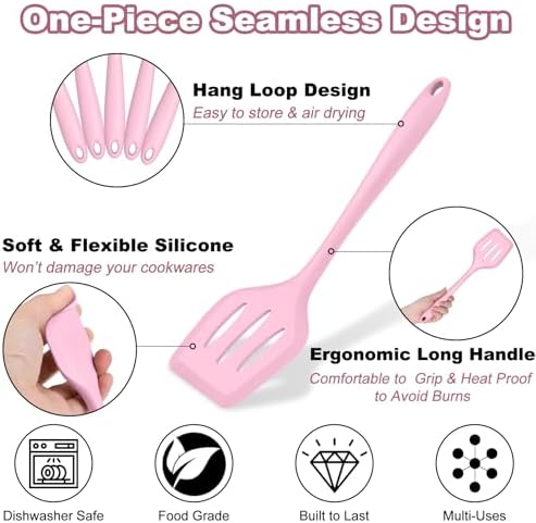 TeamFar Silicone Cooking Utensil Set of 7, Kitchen Cooking Utensil Set